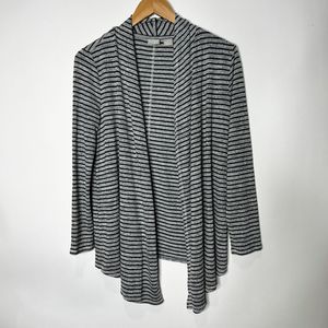 Chico's Zenergy Cardigan Sweater Light Weight Striped Gray Black Women's 0 4/6